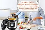 Aobosi 8-in-1 Elektrischer Schnellkochtopf Mehrfach nutzbarer Reiskocher mit 6 einstellbare Druckstufen,Warmhaltefunktion und 24 Stunden Timer Multifunktion |Kochtopf aus Edelstahl 6L/1000W - 9